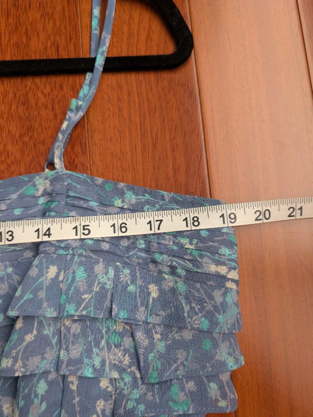 LC Lauren Conrad Teal and Navy Floral Spaghetti Strap Dress - Picture 9 of 10